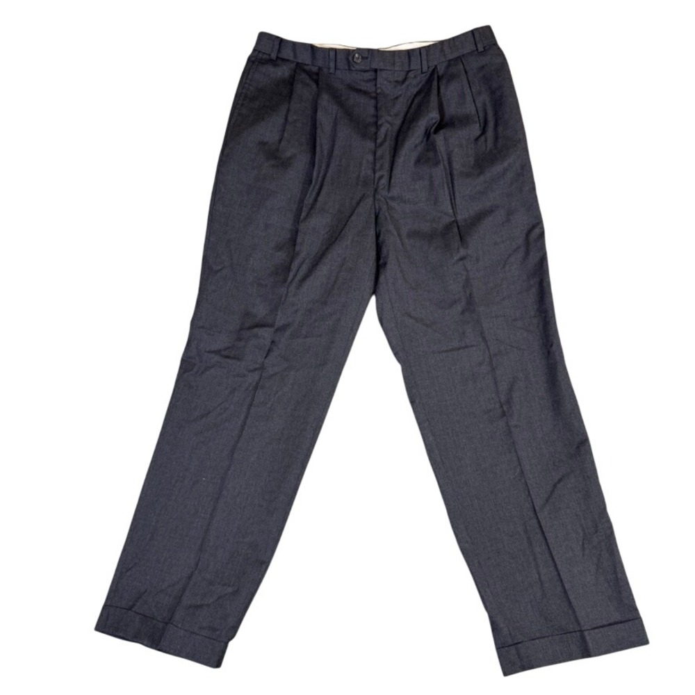 Lauren Ralph Lauren Mens 36x32 Charcoal Gray Pleated 100% Wool Dress Pants